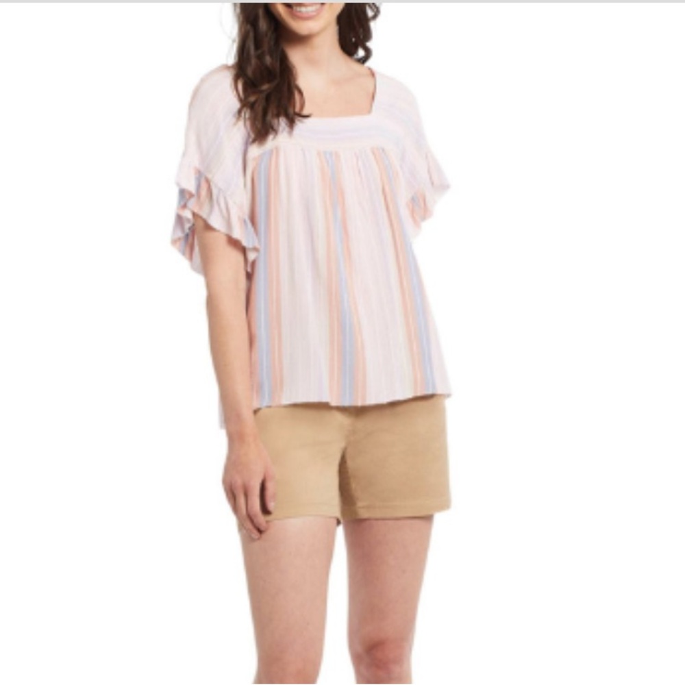 Tribal Back Tie Striped Blouse XS